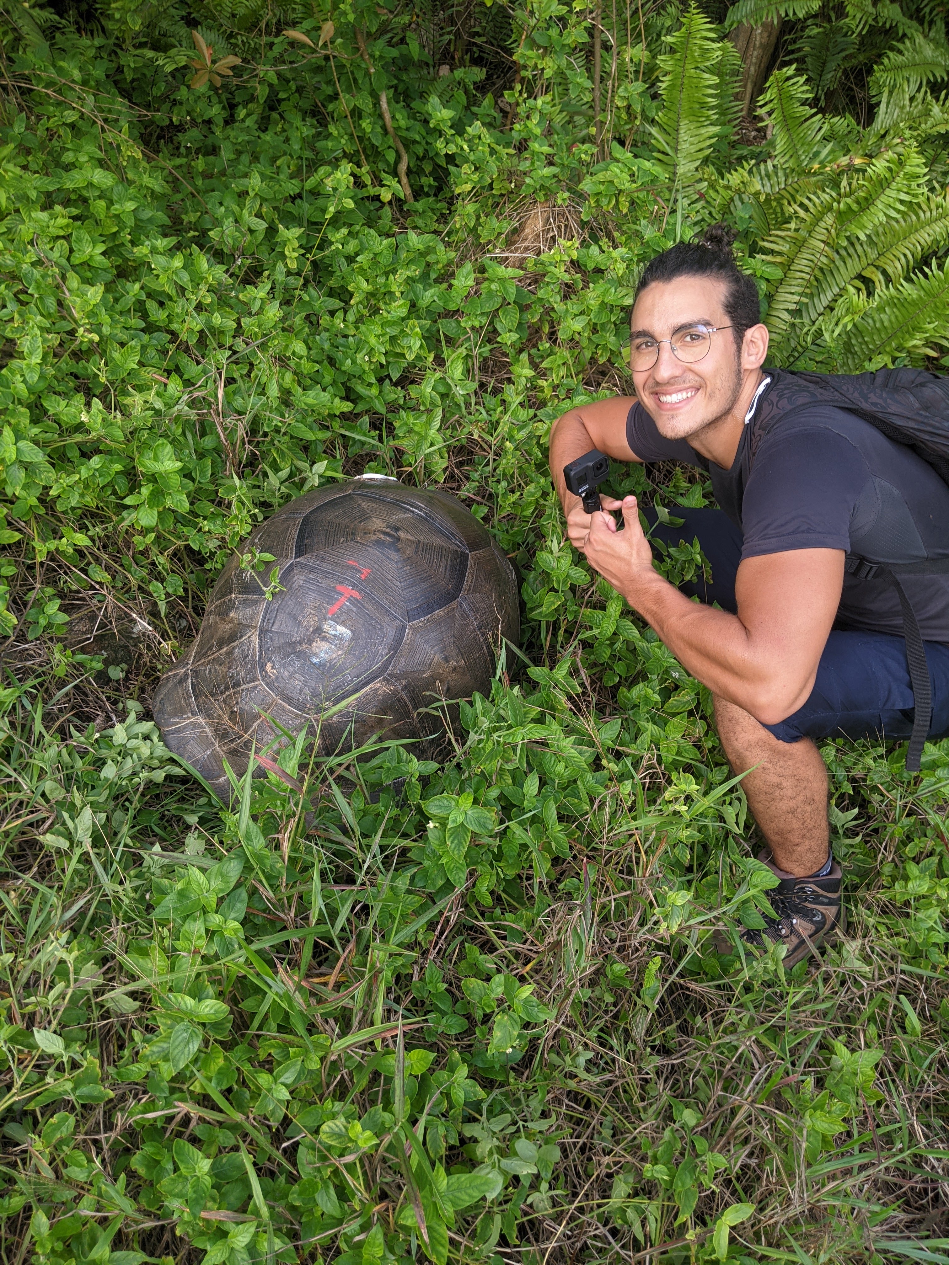Me and a giant Aldabra tortoise